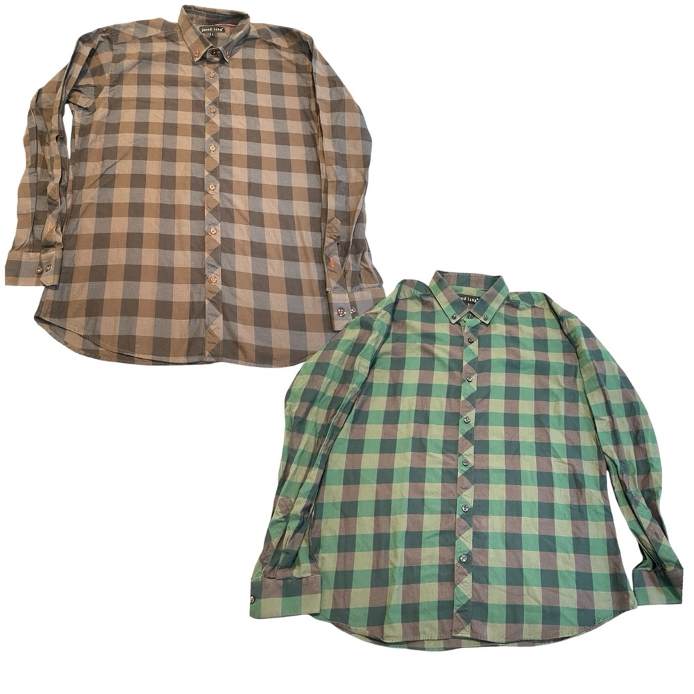 Jared Lang Lot Of 2 Plaid Button Down Long Sleeve… - image 1